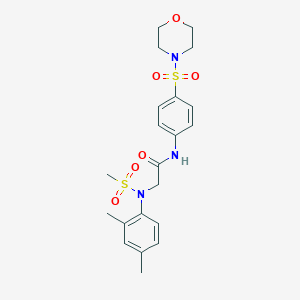 molecular formula C21H27N3O6S2 B298846 2-[2,4-dimethyl(methylsulfonyl)anilino]-N-[4-(4-morpholinylsulfonyl)phenyl]acetamide 