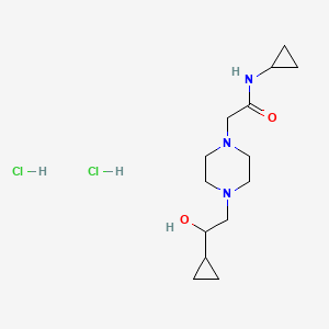 molecular formula C14H27Cl2N3O2 B2988495 N-cyclopropyl-2-(4-(2-cyclopropyl-2-hydroxyethyl)piperazin-1-yl)acetamide dihydrochloride CAS No. 1396875-43-6