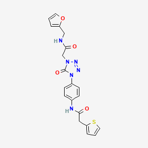 molecular formula C20H18N6O4S B2988497 N-(furan-2-ylmethyl)-2-(5-oxo-4-(4-(2-(thiophen-2-yl)acetamido)phenyl)-4,5-dihydro-1H-tetrazol-1-yl)acetamide CAS No. 1396751-85-1