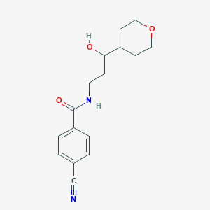4-cyano-N-(3-hydroxy-3-(tetrahydro-2H-pyran-4-yl)propyl)benzamide
