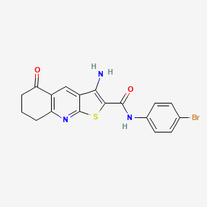 molecular formula C18H14BrN3O2S B2988509 3-amino-N-(4-bromophenyl)-5-oxo-5,6,7,8-tetrahydrothieno[2,3-b]quinoline-2-carboxamide CAS No. 442556-28-7