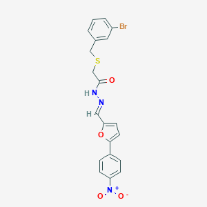 molecular formula C20H16BrN3O4S B298851 2-[(3-bromobenzyl)sulfanyl]-N'-[(5-{4-nitrophenyl}-2-furyl)methylene]acetohydrazide 