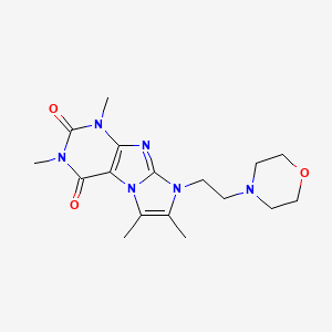 molecular formula C17H24N6O3 B2988521 2,4,7,8-四甲基-6-(2-吗啉-4-基乙基)嘌呤[7,8-a]咪唑-1,3-二酮 CAS No. 876902-77-1