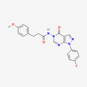 molecular formula C21H18FN5O3 B2988536 N-(1-(4-氟苯基)-4-氧代-1H-吡唑并[3,4-d]嘧啶-5(4H)-基)-3-(4-甲氧基苯基)丙酰胺 CAS No. 941882-97-9
