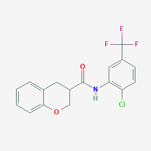 molecular formula C17H13ClF3NO2 B2988541 N-[2-chloro-5-(trifluoromethyl)phenyl]-3,4-dihydro-2H-chromene-3-carboxamide CAS No. 924824-30-6