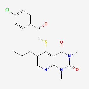 molecular formula C20H20ClN3O3S B2988545 5-((2-(4-氯苯基)-2-氧代乙基)硫)-1,3-二甲基-6-丙基吡啶并[2,3-d]嘧啶-2,4(1H,3H)-二酮 CAS No. 941924-47-6