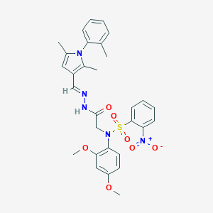 molecular formula C30H31N5O7S B298855 N-(2,4-dimethoxyphenyl)-N-[2-(2-{[2,5-dimethyl-1-(2-methylphenyl)-1H-pyrrol-3-yl]methylene}hydrazino)-2-oxoethyl]-2-nitrobenzenesulfonamide 