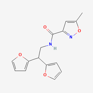 molecular formula C15H14N2O4 B2988555 N-(2,2-二(呋喃-2-基)乙基)-5-甲基异恶唑-3-甲酰胺 CAS No. 2210139-23-2