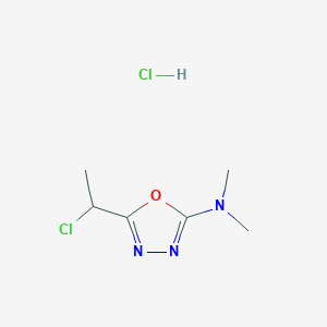 molecular formula C6H11Cl2N3O B2988558 5-(1-Chloroethyl)-N,N-dimethyl-1,3,4-oxadiazol-2-amine;hydrochloride CAS No. 2247103-73-5
