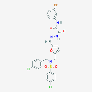 molecular formula C27H21BrCl2N4O5S B298856 N-(3-bromophenyl)-2-(2-{[5-({(4-chlorobenzyl)[(4-chlorophenyl)sulfonyl]amino}methyl)-2-furyl]methylene}hydrazino)-2-oxoacetamide 