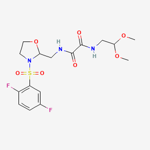 molecular formula C16H21F2N3O7S B2988564 N1-((3-((2,5-difluorophenyl)sulfonyl)oxazolidin-2-yl)methyl)-N2-(2,2-dimethoxyethyl)oxalamide CAS No. 868983-56-6
