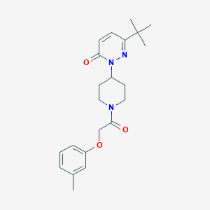 molecular formula C22H29N3O3 B2988567 6-Tert-butyl-2-[1-[2-(3-methylphenoxy)acetyl]piperidin-4-yl]pyridazin-3-one CAS No. 2309556-28-1