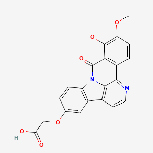 molecular formula C22H16N2O6 B2988570 [(10,11-dimethoxy-9-oxo-9H-benzo[c]indolo[3,2,1-ij][1,5]naphthyridin-5-yl)oxy]acetic acid CAS No. 904513-28-6
