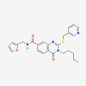 molecular formula C25H26N4O3S B2988578 N-(furan-2-ylmethyl)-4-oxo-3-pentyl-2-((pyridin-3-ylmethyl)thio)-3,4-dihydroquinazoline-7-carboxamide CAS No. 451467-34-8