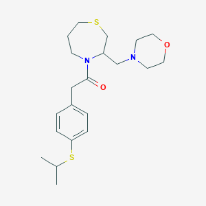 molecular formula C21H32N2O2S2 B2988580 2-(4-(Isopropylthio)phenyl)-1-(3-(morpholinomethyl)-1,4-thiazepan-4-yl)ethanone CAS No. 1421498-97-6
