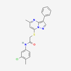 N-(3-chloro-4-methylphenyl)-2-({5-methyl-3-phenylpyrazolo[1,5-a]pyrimidin-7-yl}sulfanyl)acetamide