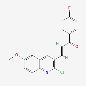molecular formula C19H13ClFNO2 B2988587 (E)-3-(2-chloro-6-methoxyquinolin-3-yl)-1-(4-fluorophenyl)prop-2-en-1-one CAS No. 1334022-88-6