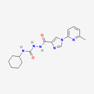 molecular formula C17H22N6O2 B2988593 N-环己基-2-{[1-(6-甲基-2-吡啶基)-1H-咪唑-4-基]羰基}-1-肼基甲酰胺 CAS No. 477864-45-2