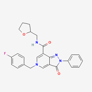 molecular formula C25H23FN4O3 B2988600 5-(4-氟苄基)-3-氧代-2-苯基-N-((四氢呋喃-2-基)甲基)-3,5-二氢-2H-吡唑并[4,3-c]吡啶-7-甲酰胺 CAS No. 921508-54-5