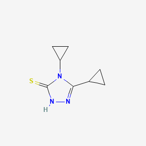 molecular formula C8H11N3S B2988613 4,5-二环丙基-4H-1,2,4-三唑-3-硫醇 CAS No. 853723-97-4