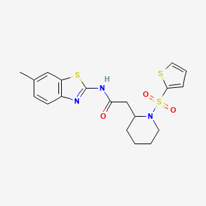 molecular formula C19H21N3O3S3 B2988619 N-(6-甲基苯并[d]噻唑-2-基)-2-(1-(噻吩-2-磺酰基)哌啶-2-基)乙酰胺 CAS No. 1105222-45-4