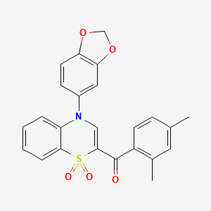 molecular formula C24H19NO5S B2988628 [4-(1,3-苯并二氧杂环-5-基)-1,1-二氧化-4H-1,4-苯并噻嗪-2-基](2,4-二甲苯基)甲苯酮 CAS No. 1114852-57-1