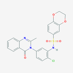 molecular formula C23H18ClN3O5S B2988630 N-(2-氯-5-(2-甲基-4-氧代喹唑啉-3(4H)-基)苯基)-2,3-二氢苯并[b][1,4]二噁英-6-磺酰胺 CAS No. 899758-45-3