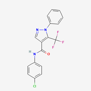molecular formula C17H11ClF3N3O B2988637 N-(4-chlorophenyl)-1-phenyl-5-(trifluoromethyl)-1H-pyrazole-4-carboxamide CAS No. 521927-29-7