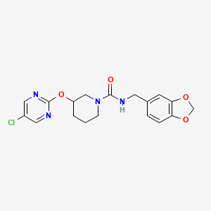 molecular formula C18H19ClN4O4 B2988666 N-(benzo[d][1,3]dioxol-5-ylmethyl)-3-((5-chloropyrimidin-2-yl)oxy)piperidine-1-carboxamide CAS No. 2034331-20-7