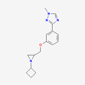 molecular formula C16H20N4O B2988669 3-[3-[(1-Cyclobutylaziridin-2-yl)methoxy]phenyl]-1-methyl-1,2,4-triazole CAS No. 2411286-25-2