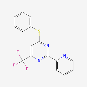 molecular formula C16H10F3N3S B2988671 4-(Phenylsulfanyl)-2-(2-pyridinyl)-6-(trifluoromethyl)pyrimidine CAS No. 338404-82-3