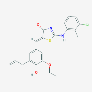 (5Z)-2-(3-chloro-2-methylanilino)-5-[(3-ethoxy-4-hydroxy-5-prop-2-enylphenyl)methylidene]-1,3-thiazol-4-one