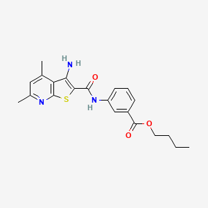 molecular formula C21H23N3O3S B2988710 Butyl 3-[(3-amino-4,6-dimethylthieno[2,3-b]pyridine-2-carbonyl)amino]benzoate CAS No. 691866-88-3