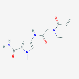 molecular formula C13H18N4O3 B2988717 4-[[2-[Ethyl(prop-2-enoyl)amino]acetyl]amino]-1-methylpyrrole-2-carboxamide CAS No. 2309216-79-1