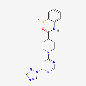molecular formula C19H21N7OS B2988752 1-(6-(1H-1,2,4-triazol-1-yl)pyrimidin-4-yl)-N-(2-(methylthio)phenyl)piperidine-4-carboxamide CAS No. 1797727-93-5