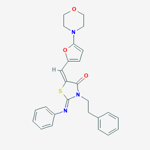 molecular formula C26H25N3O3S B298876 5-{[5-(4-Morpholinyl)-2-furyl]methylene}-3-(2-phenylethyl)-2-(phenylimino)-1,3-thiazolidin-4-one 