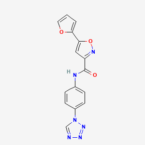 molecular formula C15H10N6O3 B2988774 N-(4-(1H-tetrazol-1-yl)phenyl)-5-(furan-2-yl)isoxazole-3-carboxamide CAS No. 1202992-41-3