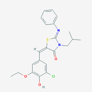 molecular formula C22H23ClN2O3S B298878 5-(3-Chloro-5-ethoxy-4-hydroxybenzylidene)-3-isobutyl-2-(phenylimino)-1,3-thiazolidin-4-one 