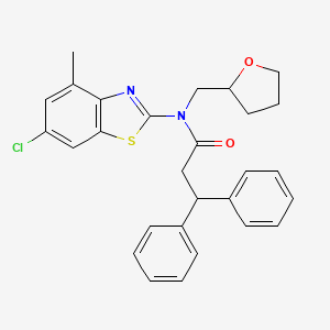 N-(6-chloro-4-methylbenzo[d]thiazol-2-yl)-3,3-diphenyl-N-((tetrahydrofuran-2-yl)methyl)propanamide
