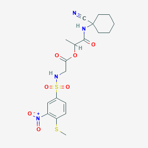 molecular formula C19H24N4O7S2 B2988787 1-[(1-Cyanocyclohexyl)carbamoyl]ethyl 2-[4-(methylsulfanyl)-3-nitrobenzenesulfonamido]acetate CAS No. 1117728-82-1