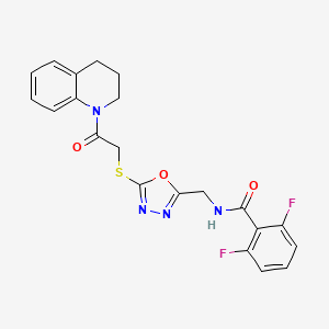 molecular formula C21H18F2N4O3S B2988793 N-((5-((2-(3,4-dihydroquinolin-1(2H)-yl)-2-oxoethyl)thio)-1,3,4-oxadiazol-2-yl)methyl)-2,6-difluorobenzamide CAS No. 906155-39-3