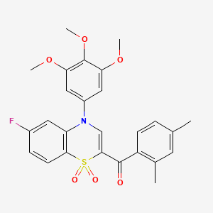 molecular formula C26H24FNO6S B2988796 (2,4-二甲基苯基)[6-氟-1,1-二氧化-4-(3,4,5-三甲氧基苯基)-4H-1,4-苯并噻嗪-2-基]甲酮 CAS No. 1114853-06-3