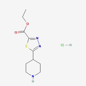 molecular formula C10H16ClN3O2S B2988797 Ethyl 5-piperidin-4-yl-1,3,4-thiadiazole-2-carboxylate;hydrochloride CAS No. 2411275-39-1