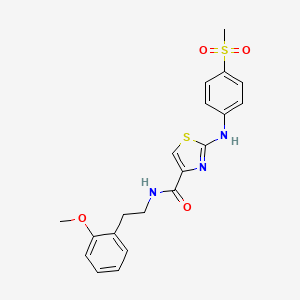 molecular formula C20H21N3O4S2 B2988809 N-(2-甲氧基苯乙基)-2-((4-(甲磺酰)苯基)氨基)噻唑-4-甲酰胺 CAS No. 1170059-32-1