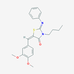 molecular formula C22H24N2O3S B298881 3-Butyl-5-(3,4-dimethoxybenzylidene)-2-(phenylimino)-1,3-thiazolidin-4-one 