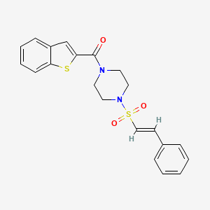 molecular formula C21H20N2O3S2 B2988812 1-苯并噻吩-2-基-[4-[(E)-2-苯乙烯基]磺酰基哌嗪-1-基]甲苯酮 CAS No. 877945-56-7