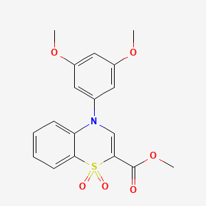 molecular formula C18H17NO6S B2988814 methyl 4-(3,5-dimethoxyphenyl)-4H-1,4-benzothiazine-2-carboxylate 1,1-dioxide CAS No. 1359381-60-4
