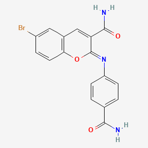 molecular formula C17H12BrN3O3 B2988818 6-溴-2-(4-甲酰苯基)亚氨基色满-3-甲酰胺 CAS No. 325857-13-4