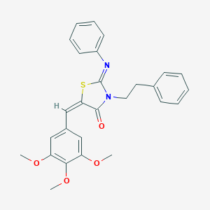 molecular formula C27H26N2O4S B298882 3-(2-Phenylethyl)-2-(phenylimino)-5-(3,4,5-trimethoxybenzylidene)-1,3-thiazolidin-4-one 