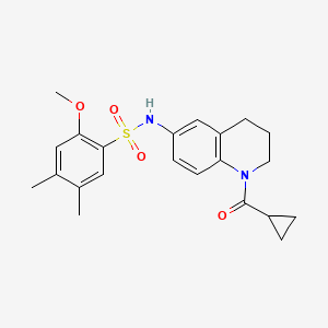 molecular formula C22H26N2O4S B2988824 N-(1-(环丙烷羰基)-1,2,3,4-四氢喹啉-6-基)-2-甲氧基-4,5-二甲基苯磺酰胺 CAS No. 946246-68-0